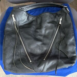 Rebecca Minkoff moto double zip black hobo bag